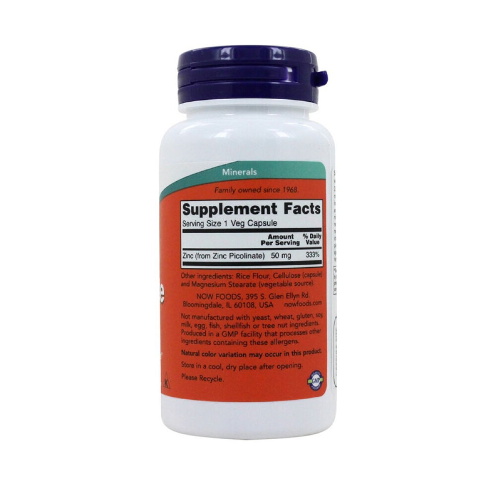 【美国直购正品包邮】NOWFoods诺奥吡啶甲酸锌胶囊支持免疫系统健康53819120粒