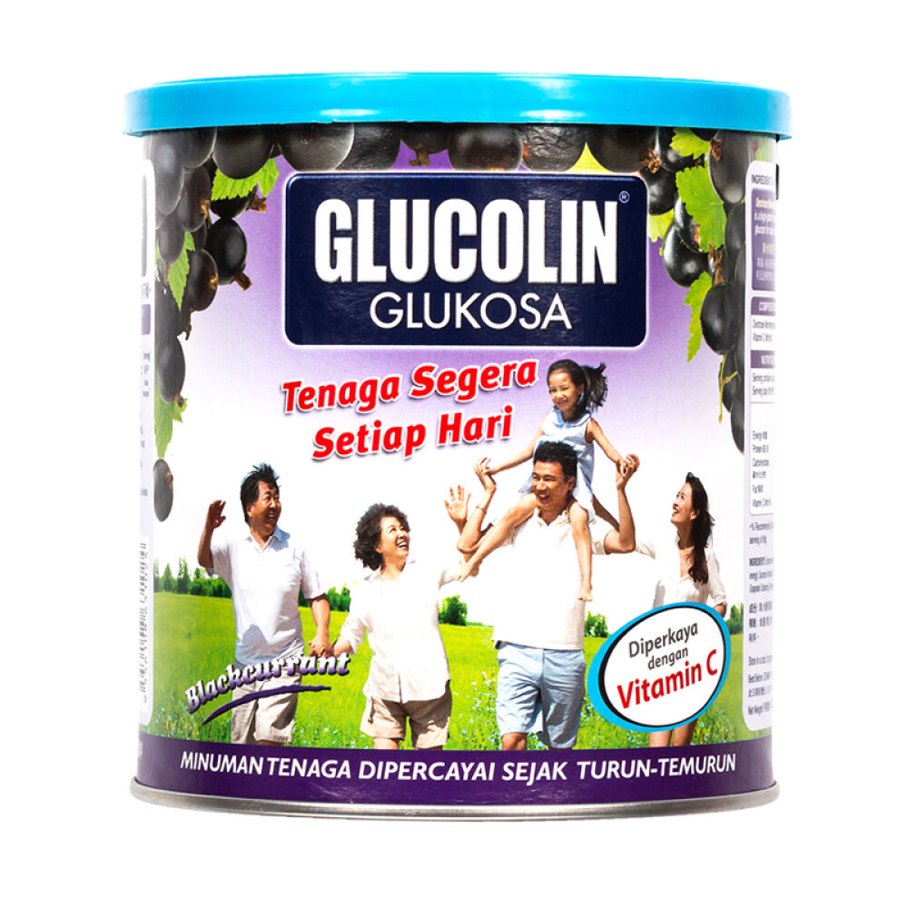 马来西亚进口Glucolin葡萄灵黑加仑味葡萄糖粉冲调营养饮料420gx2罐