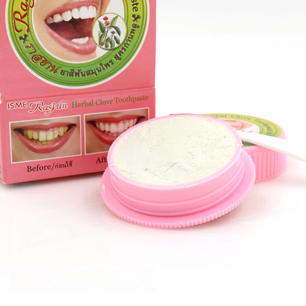 泰国美氏婷（Mistine）RASYAN牙粉牙膏清洁除牙石烟茶渍黑黄渍粉色25g