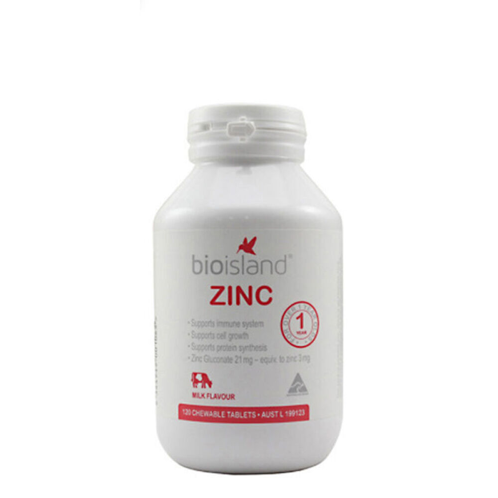 澳洲Bioisland原装进口婴幼儿宝宝儿童/乳钙补钙/补充DHA/儿童补锌片1岁+zinc补锌小熊咀嚼片纠正偏食120片