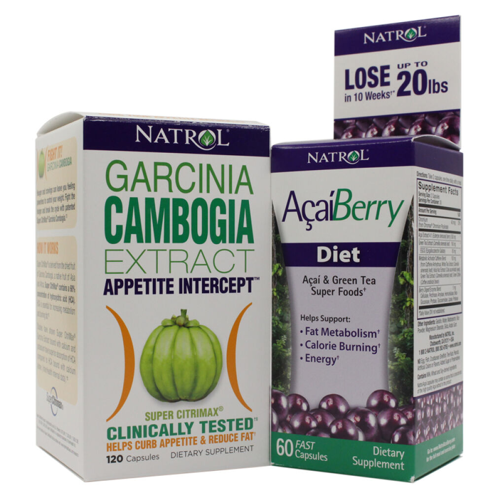 NatrolAcai巴西莓减肥胶囊藤黄果快速瘦身减肚腩燃脂肪美容养颜组合装美体塑身巴西莓60粒+藤黄果120粒 NatrolAcai巴西莓减肥胶囊藤黄果快速瘦身减肚腩燃脂肪美容养颜组合装美体塑身巴西莓60粒+藤黄果120粒