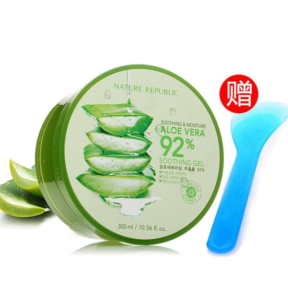 韩国NATUREREPUBLIC自然乐园芦荟胶祛痘印补水保湿套装男士女士凝胶300ml一盒
