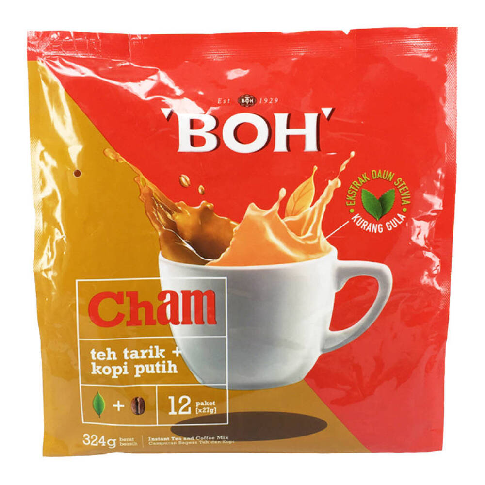 马来西亚进口BOH宝乐Cham即溶奶茶与白咖啡（324gx3袋）