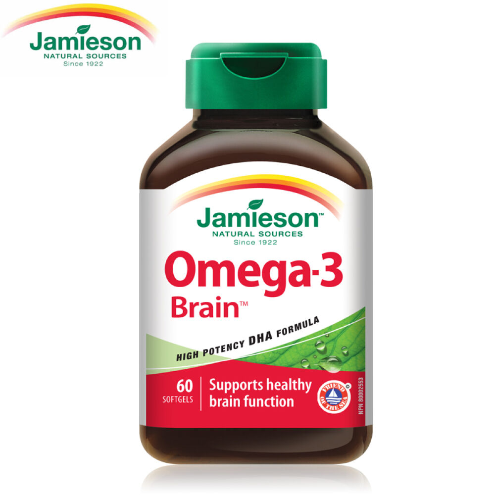 【全球购】加拿大原装Jamieson健美生孕妇鱼油DHA胎儿脑眼发育60粒