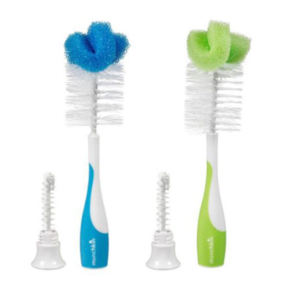 Munchkin麦肯奇二合一奶瓶刷+奶嘴刷2支装随机色随机色