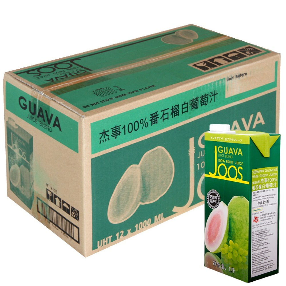 自营泰国进口杰事joos100%番石榴白葡萄果汁/箱（1Lx12盒）