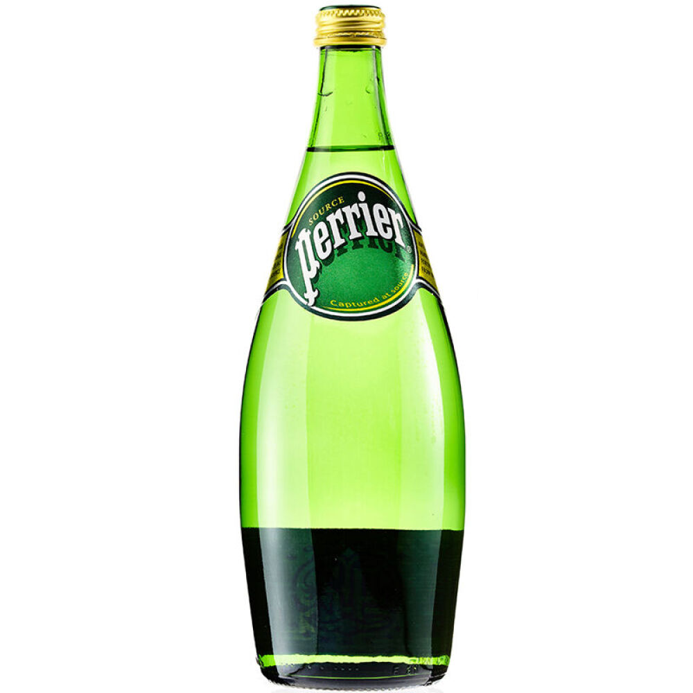 【包邮】法国进口巴黎水perrier气泡矿泉水玻璃瓶装玻璃瓶原味750ml*