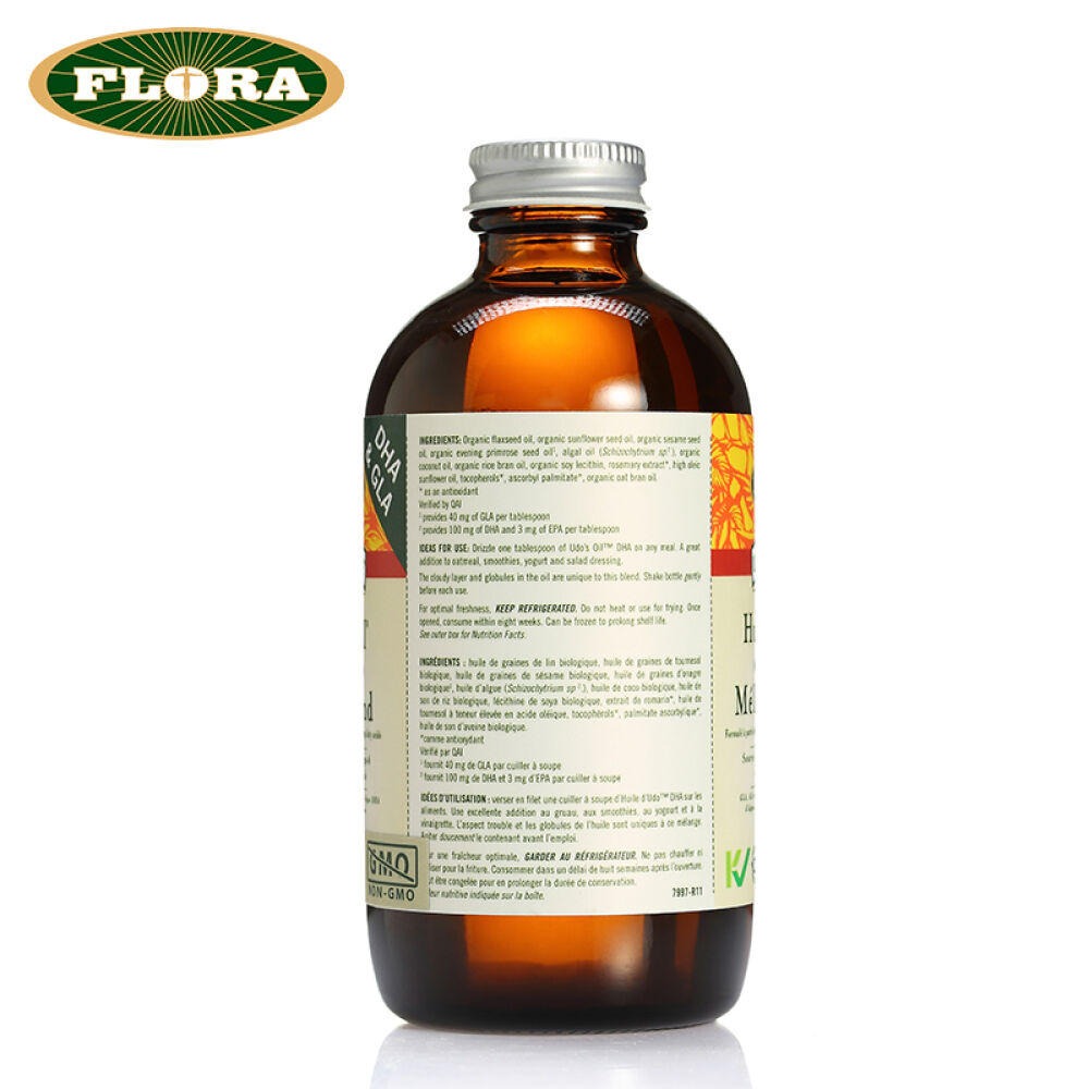 【全球购】FloraUdo博士DHA369精选植物油液体黄金油500ml加拿大进口