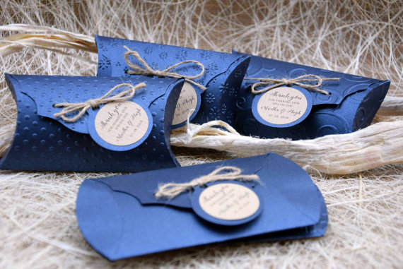 RusticPillowBoxes(5),FavorPillowBoxes,WeddingFavorboxes,RusticPartyfavorboxes,BlueWeddingPillowBoxes-PACKof5