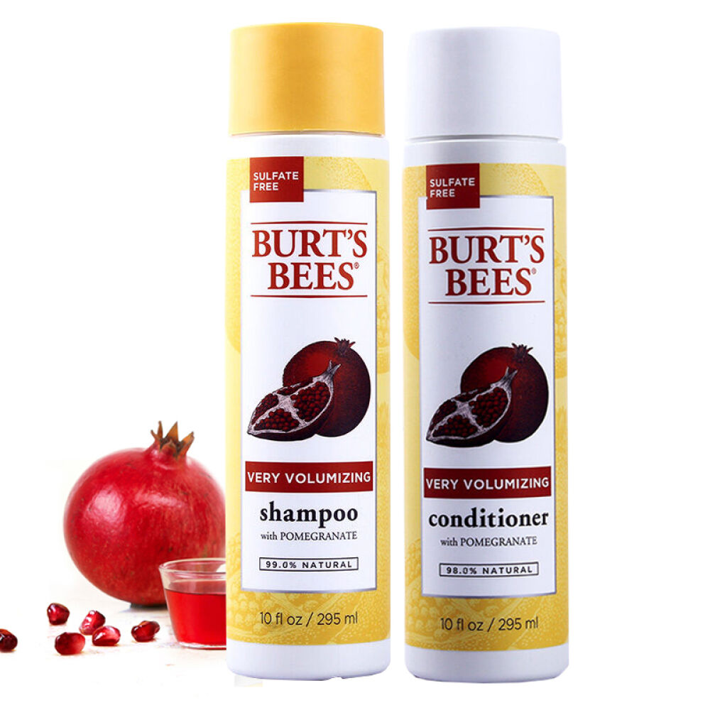 Burt'sBees美国小蜜蜂洗发水护发素套装红石榴芒果生命树儿童孕妇可用红石榴洗发护发组合