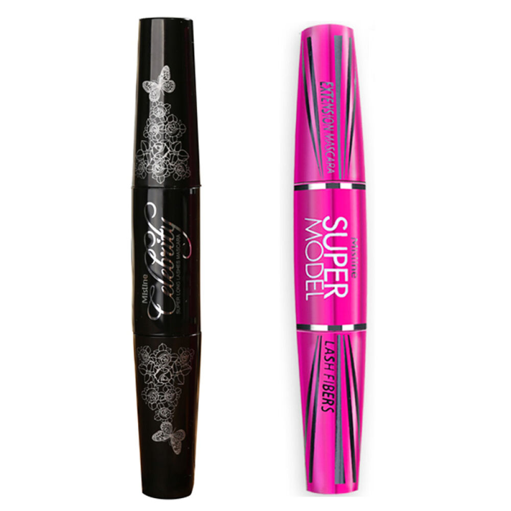 【包邮】泰国进口Mistine4D睫毛膏双头纤长浓密防水防汗卷翘不晕染增长粉色管+黑色管