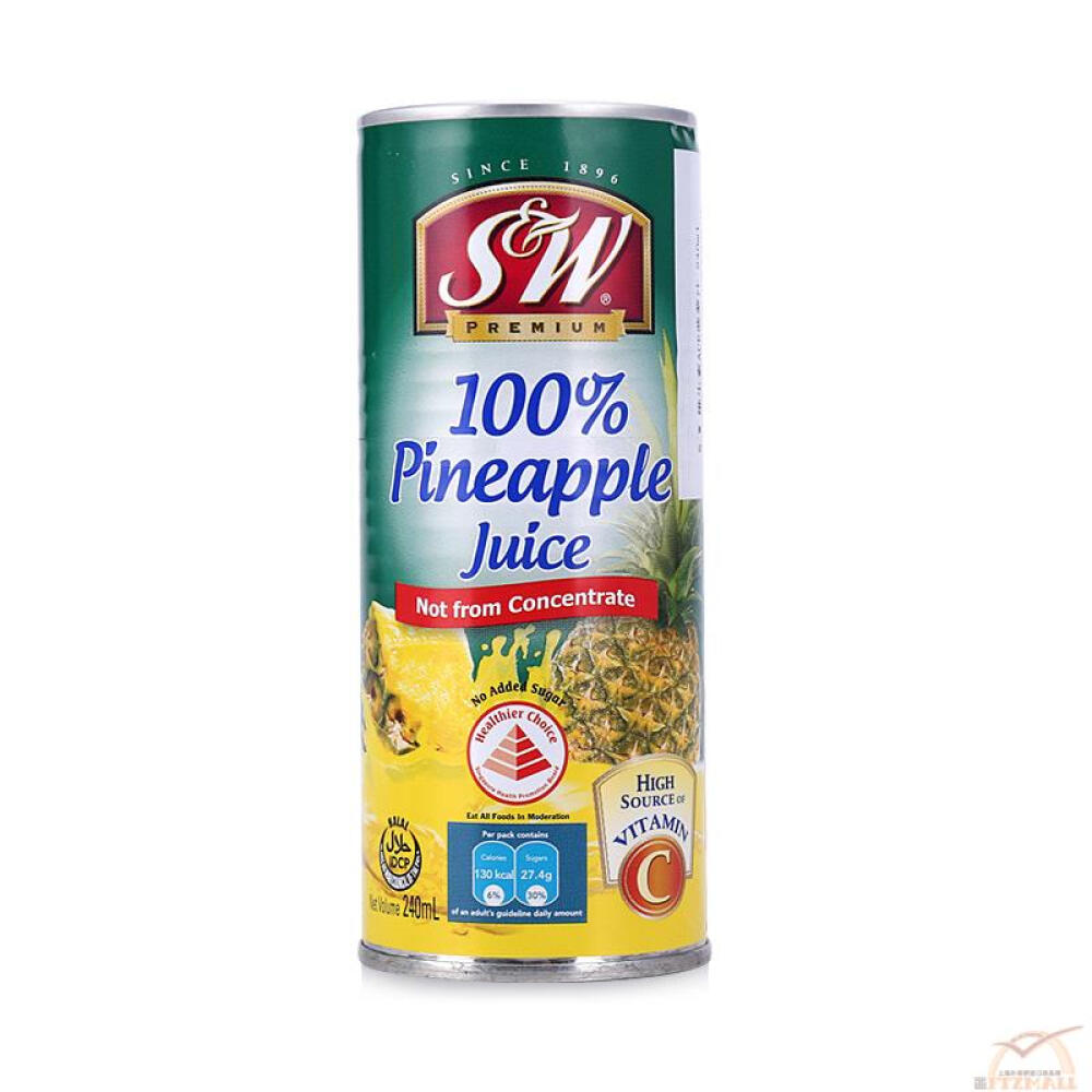 菲律宾原装进口s&w鲜榨果汁菠萝芒果汁饮料维生素ACE菠萝汁240ml