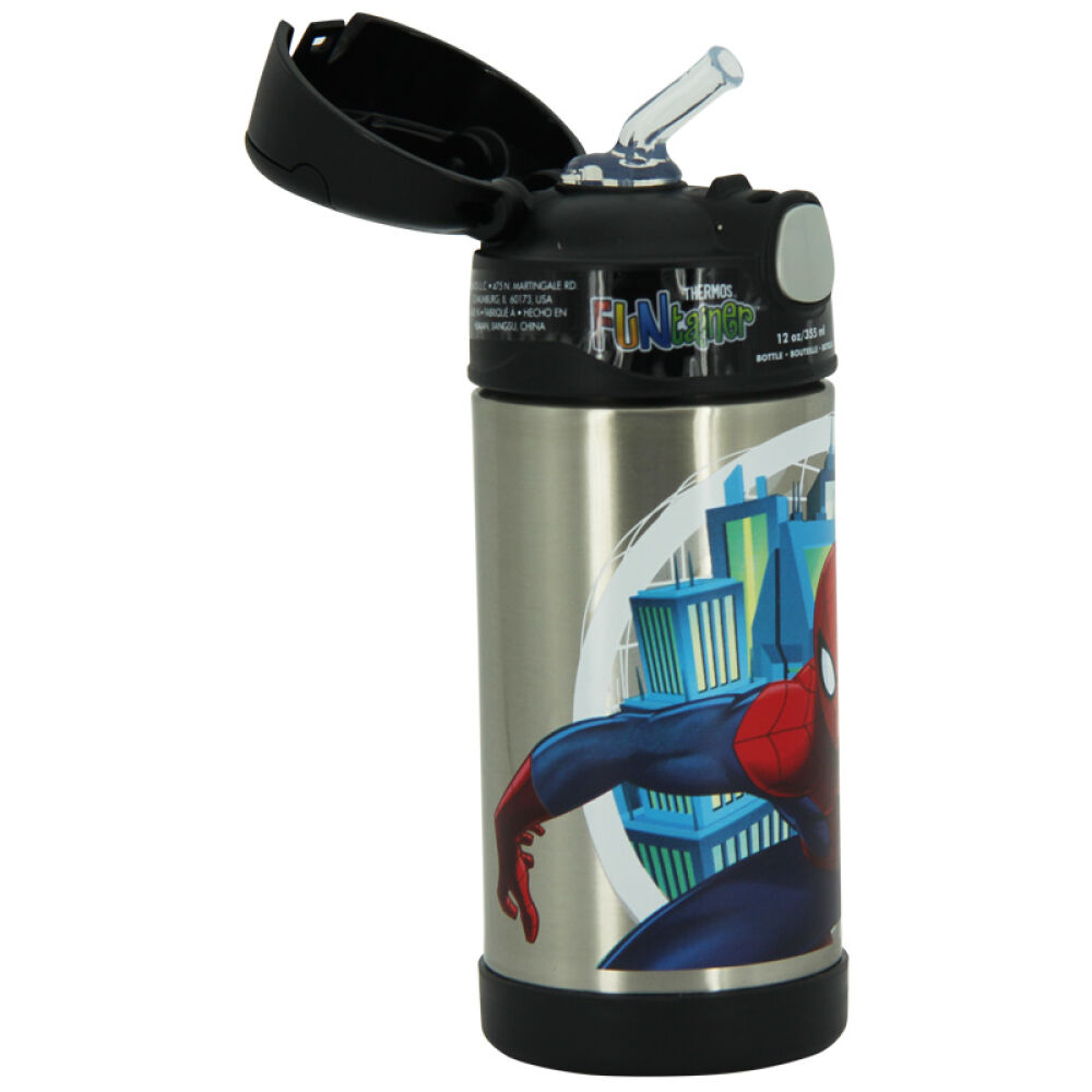 膳魔师thermos儿童保温杯吸管杯宝宝婴儿水壶小学生水杯355ml40-黑色-16蜘蛛侠-----355ml