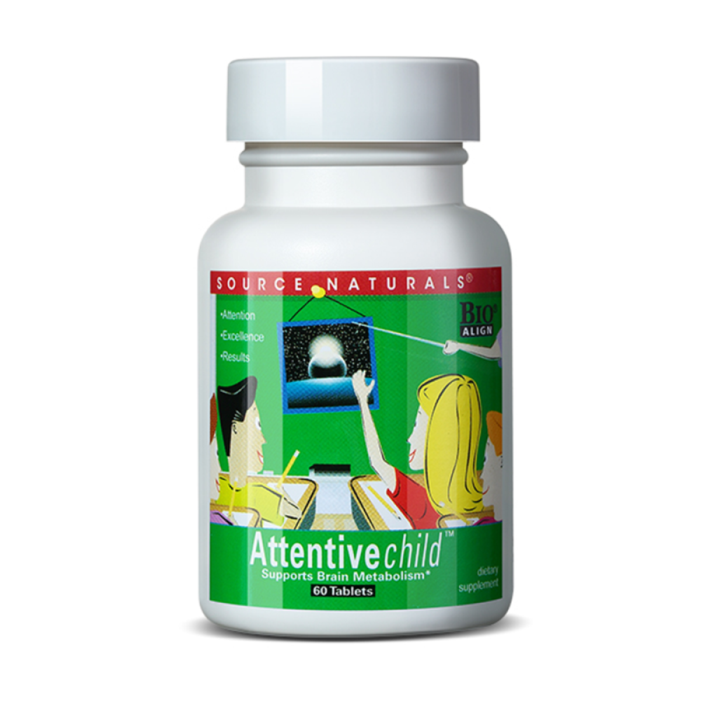美国原装SourceNaturals儿童注意力片60粒镁锌元素儿童保健品
