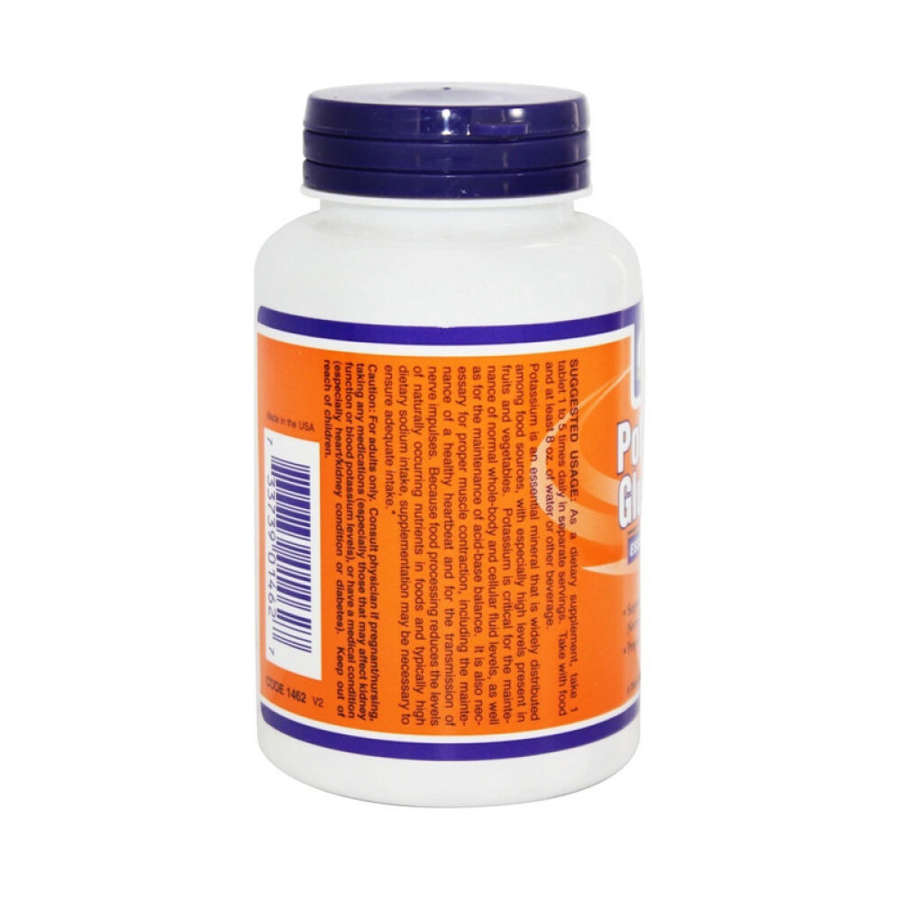 【美国正品直邮】NOWFoods诺奥支持电解质矿物质平衡和神经传导片剂钾葡萄糖酸钾片未定义250片