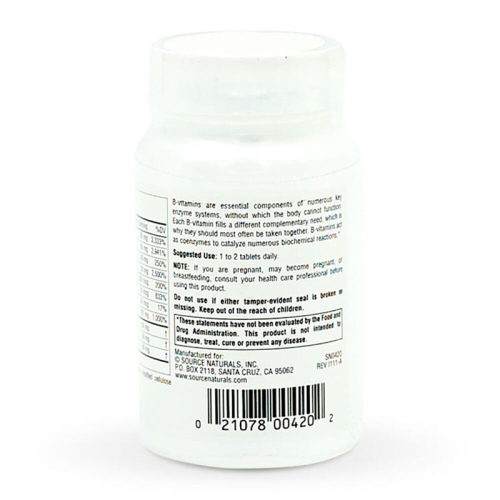 SourceNaturals维生素B-50复合片50片祛痘美肤解除疲劳