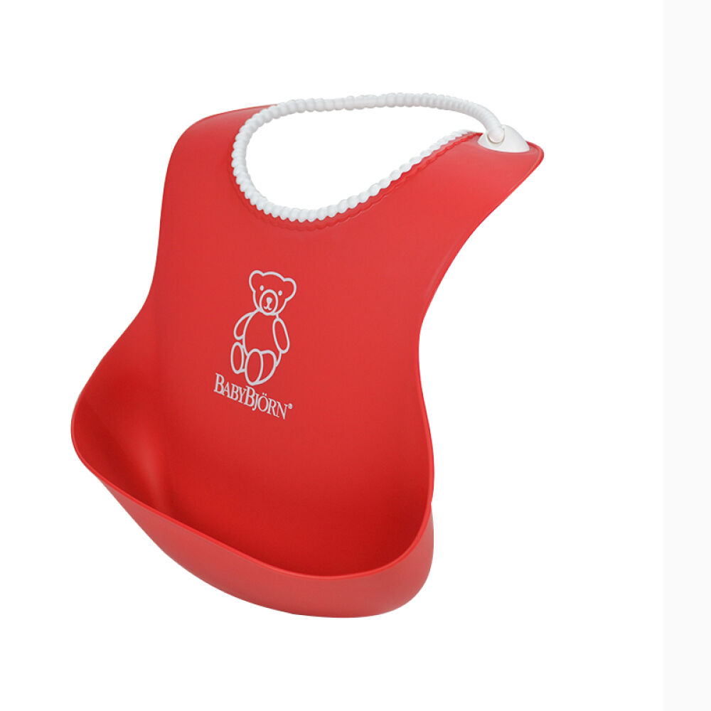 瑞典BABYBJORNSoftBib软胶防碎屑围嘴婴儿围兜立体防水不含BPA红色拆单无原装