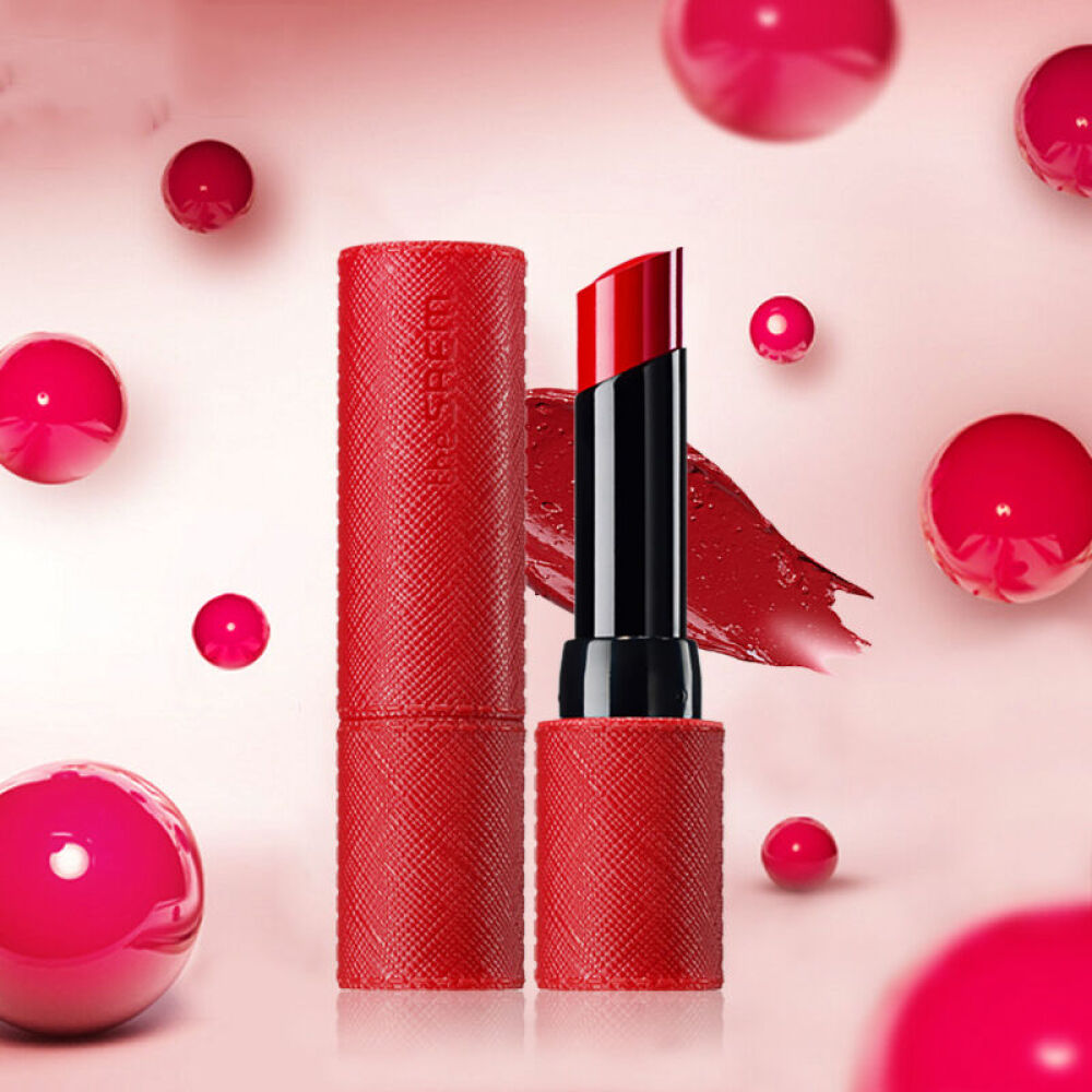 韩国TheSaem/得鲜KISSHOLIC雾面哑光口红持久上色滋润保湿鲜艳红管CR01珊瑚色