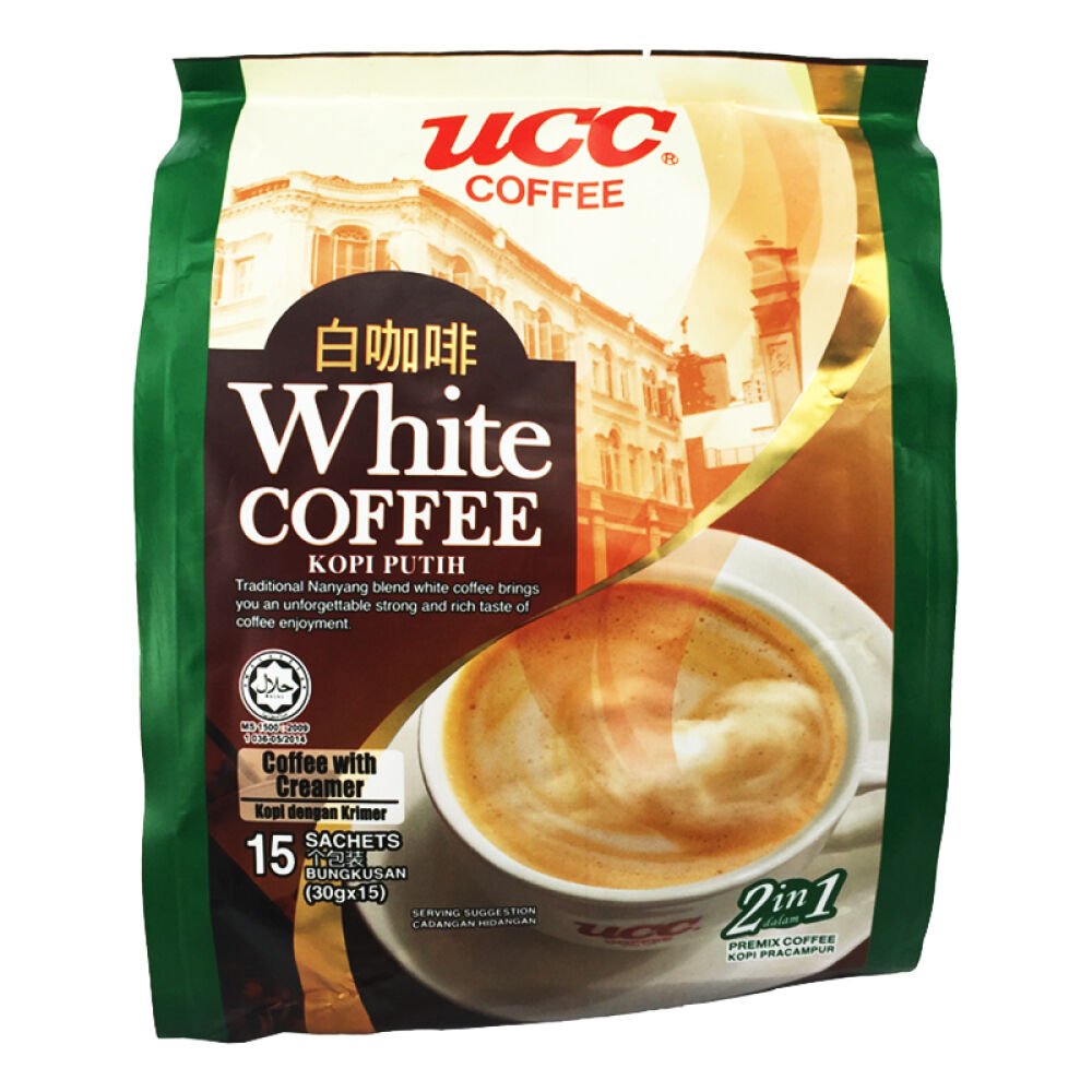 马来西亚进口ucc悠诗诗咖啡2合1白咖啡450gx3袋