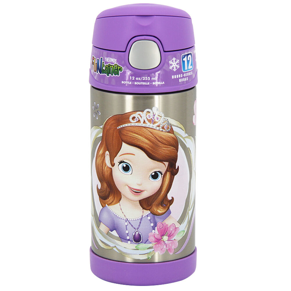 膳魔师thermos儿童保温杯吸管杯宝宝婴儿水壶小学生水杯355ml9-紫色-索菲亚355ml