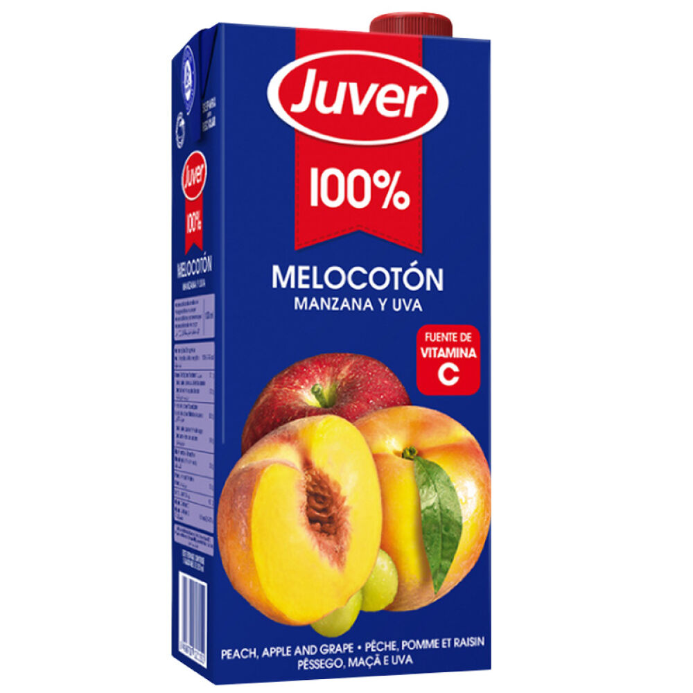 自营西班牙原装进口真维JUVER100%桃子葡萄苹果缤纷混合果汁1L