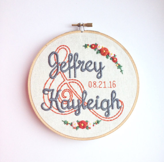 personalisedweddingembroideryhoopcustomnameanddatemodern