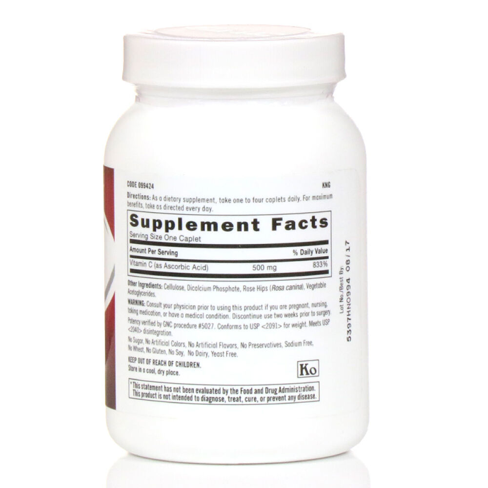 美国原装健安喜(GNC)玫瑰果天然维生素C500mg250粒