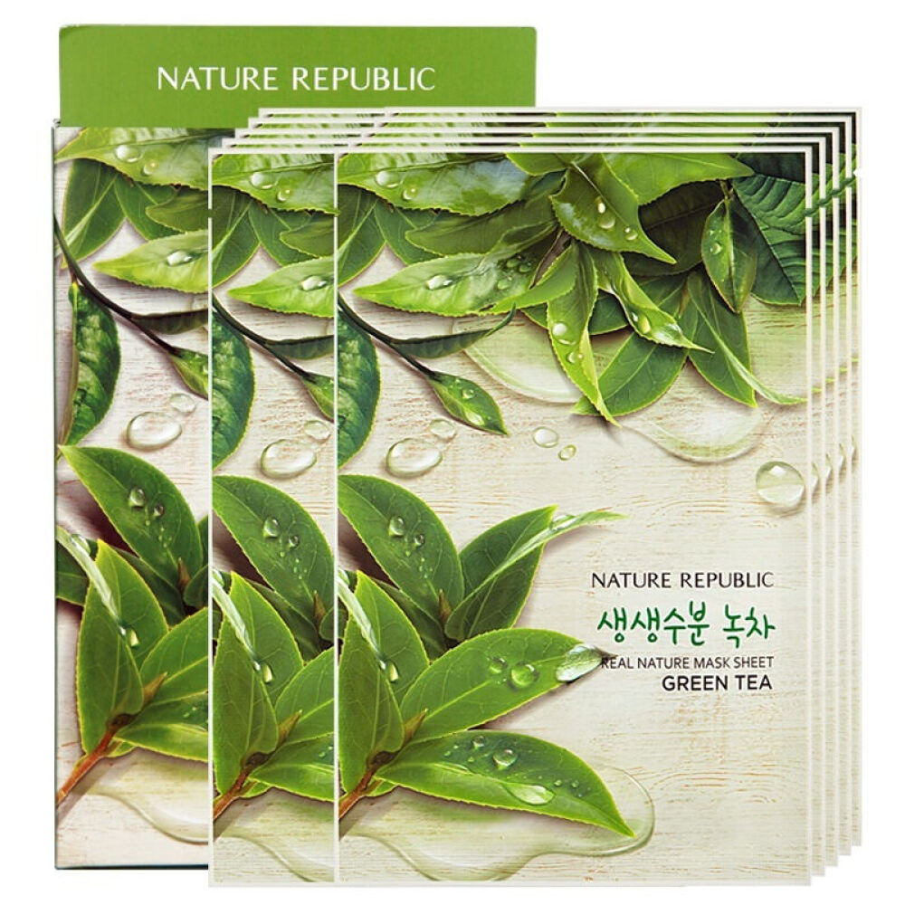 自然乐园（NATUREREPUBLIC）精粹自然清新保湿补水清爽面膜贴10片/袋绿茶
