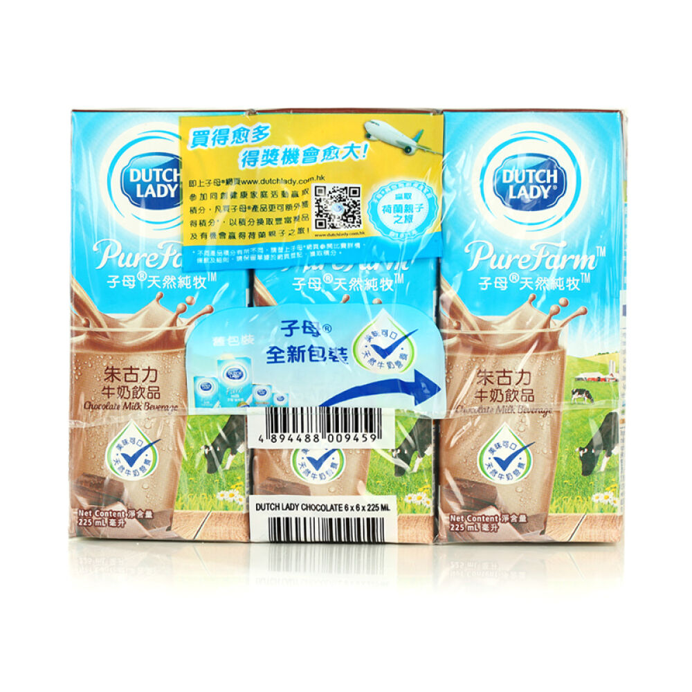 荷兰进口牛奶Dutchlady子母奶巧克力牛奶225ml（200ml）*6盒巧克力味