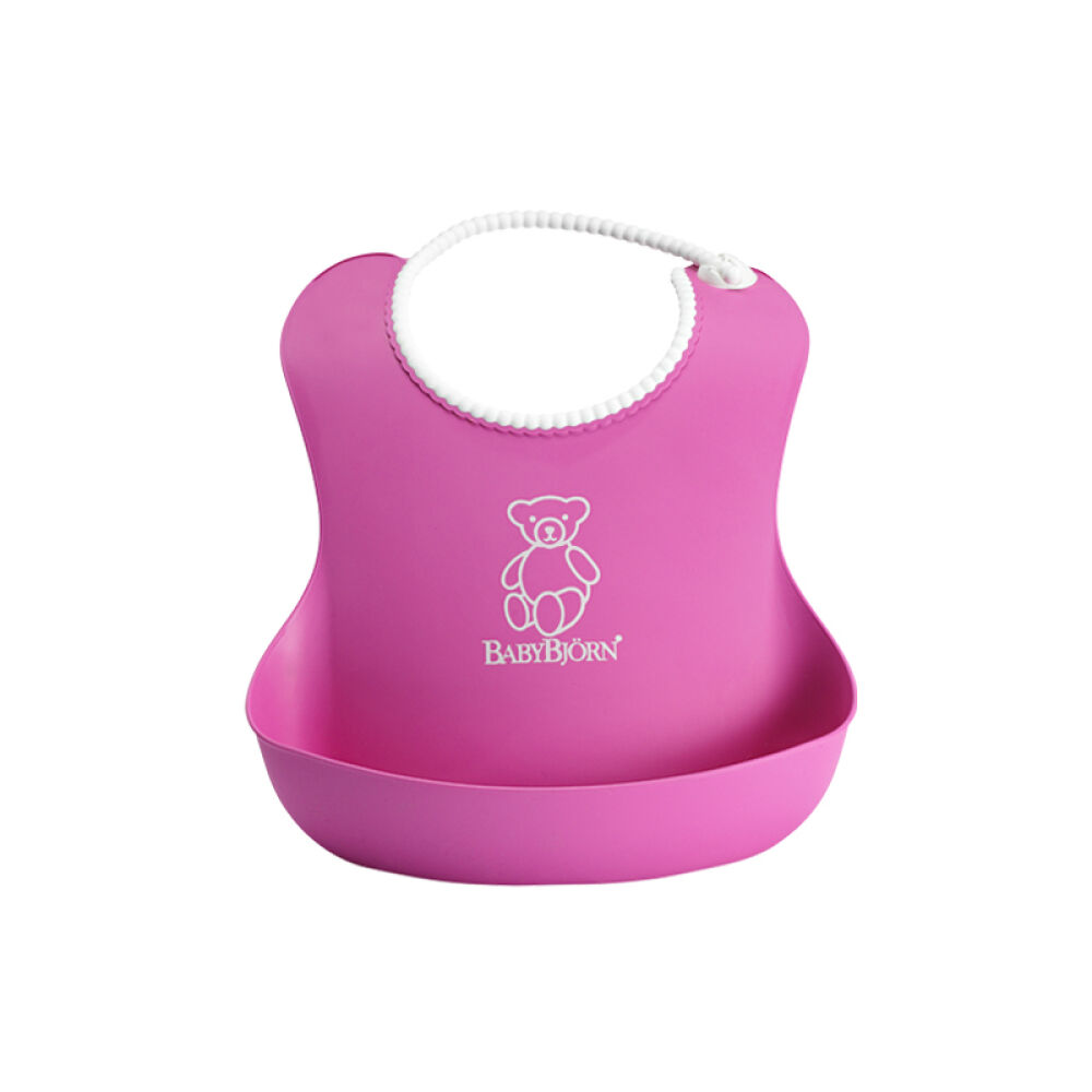 瑞典BABYBJORNSoftBib软胶防碎屑围嘴婴儿围兜立体防水不含BPA粉色拆单无原装