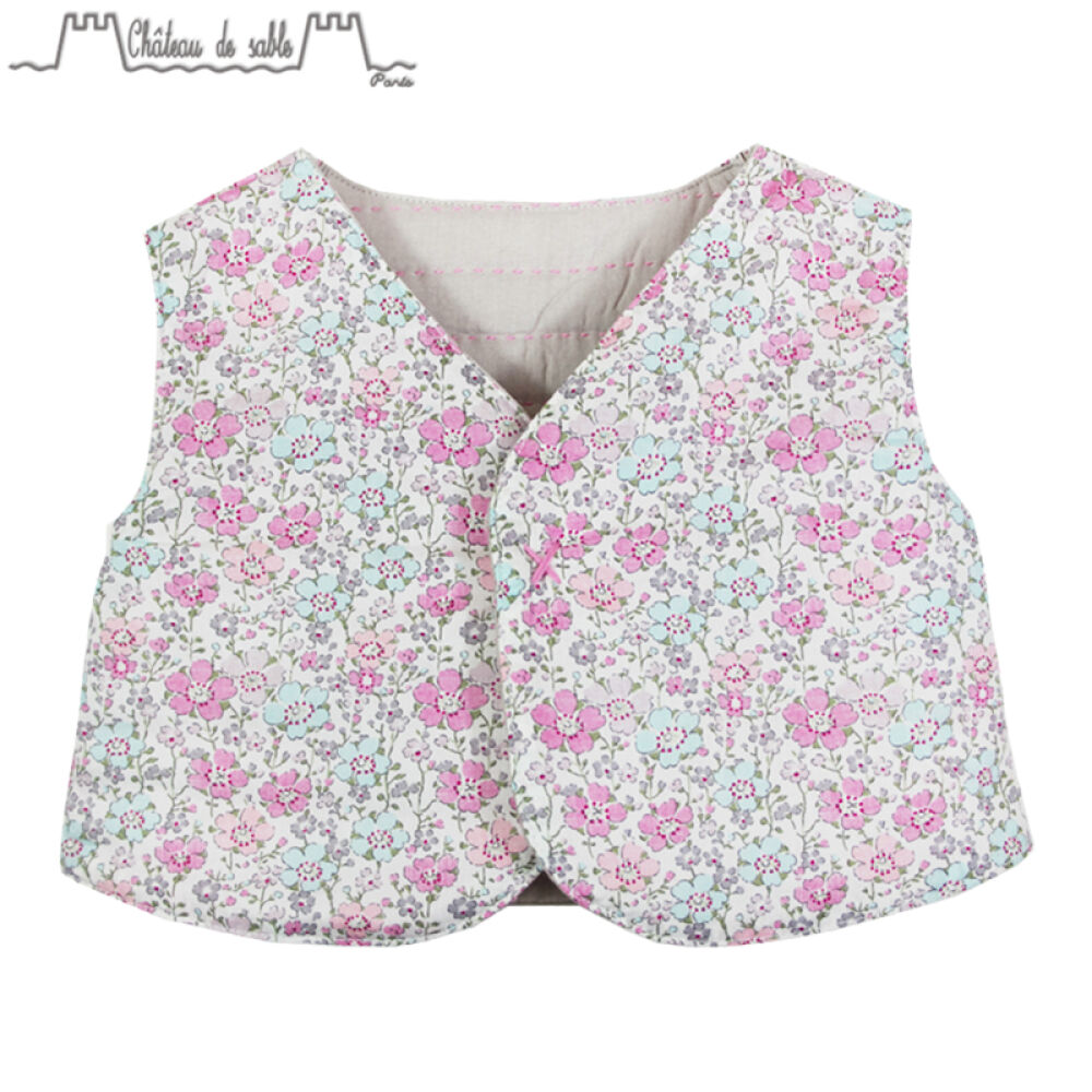 ChateauDeSableLOUISE花印背心儿童棉背心棉马甲#040浅驼色06M