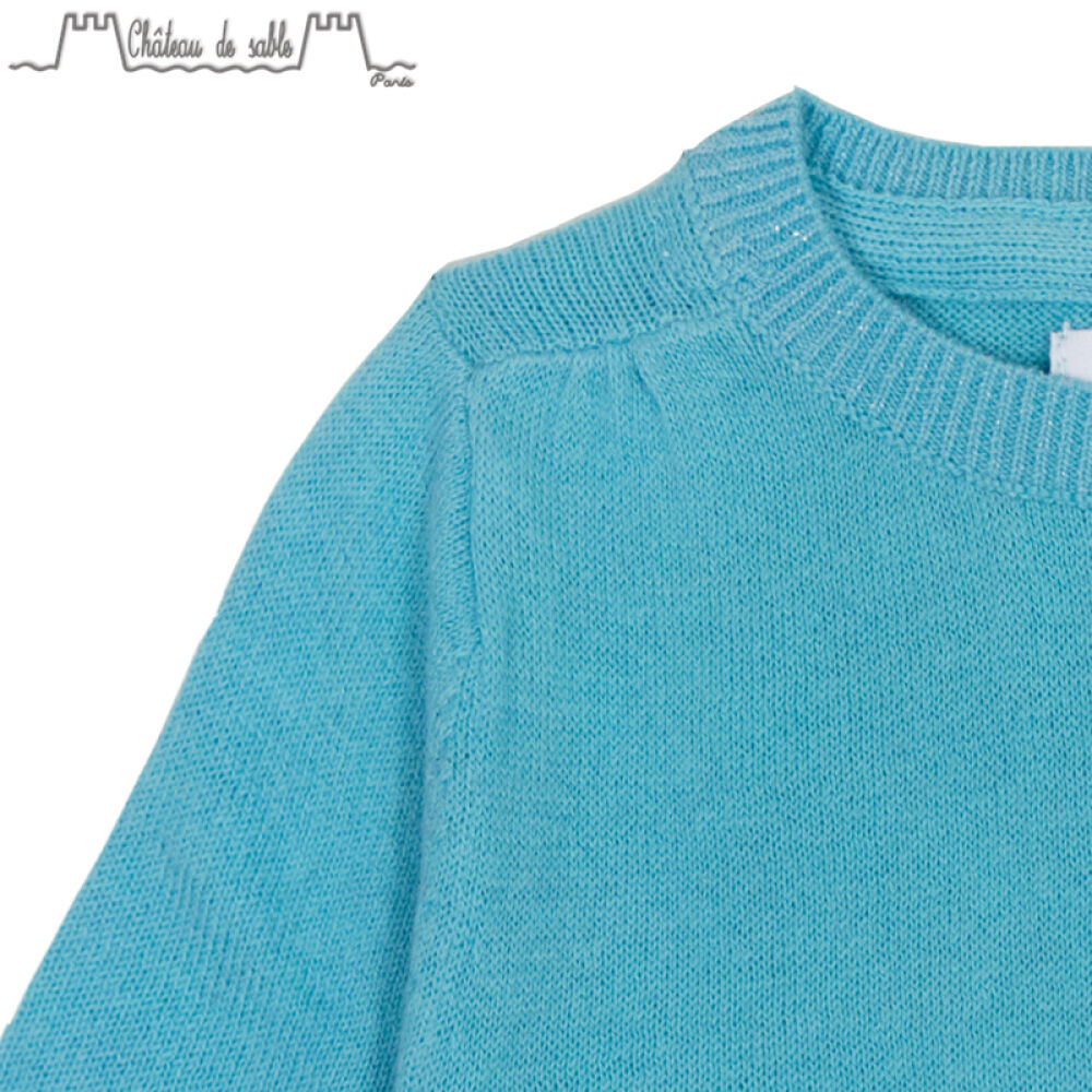 ChateauDeSableAMELIE女童开襟羊毛衫全棉针织衫#021青绿色10Y