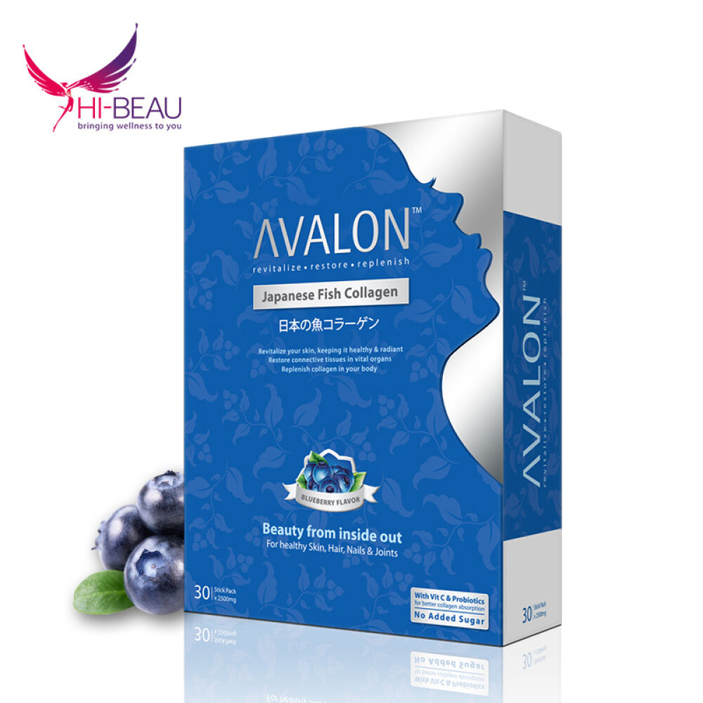艾维伦(AVALON)胶原蛋白粉深海鱼胶原蛋白肽天然维生素C/复合益生菌美容养颜2500mg/袋*30袋单盒装蓝莓味