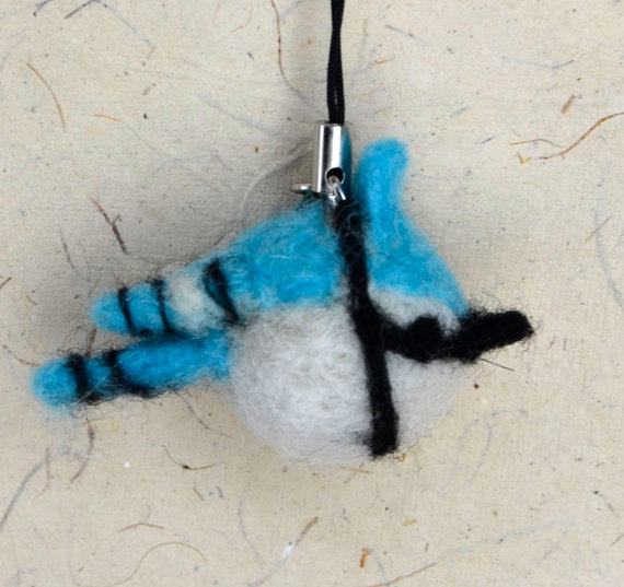 Needlefeltedbirdcharm,birdornament,bluejay