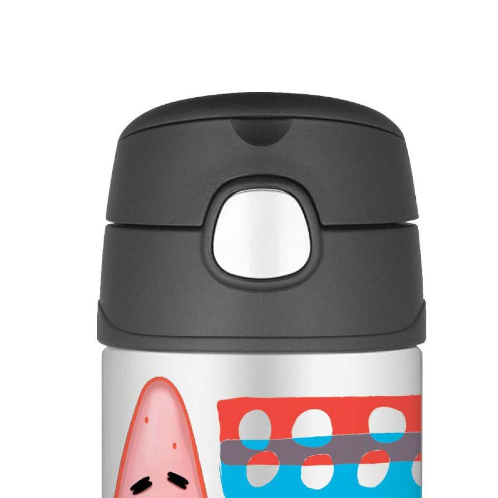 Thermos膳魔师儿童保温吸管杯350ml儿童吸管杯真空不锈钢保温保冷杯儿童吸管水杯海绵宝宝/Spongebob12-Ounce