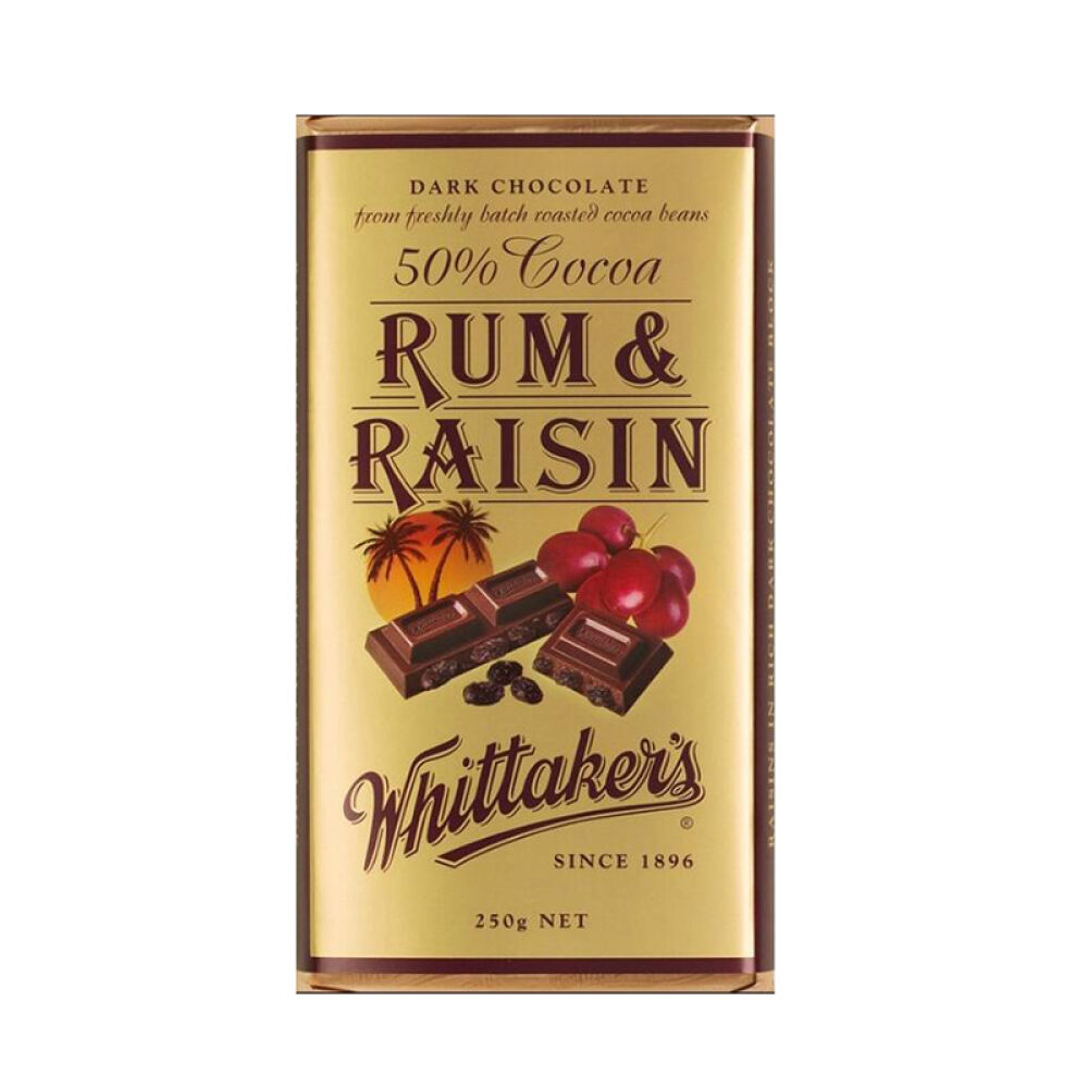 新西兰进口Whittakers惠特克榛子杏仁果酱夹心坚果巧克力〔ABM〕朗姆酒葡萄干巧克力250g