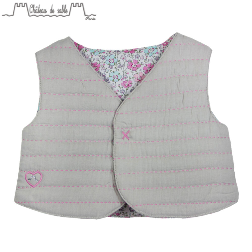 ChateauDeSableLOUISE花印背心儿童棉背心棉马甲#040浅驼色06M