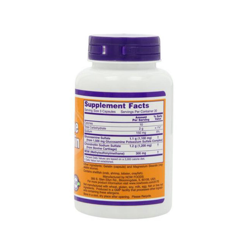 全球购诺奥(NOWFoods)葡萄糖胺软骨素胶囊含二甲基砜90粒