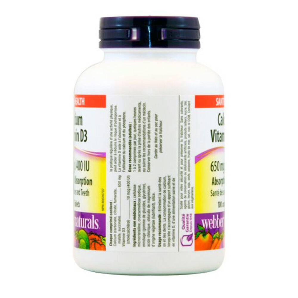 Webber伟博钙片钙+D3强健骨骼预防骨质疏松加拿大进口直邮100粒2瓶