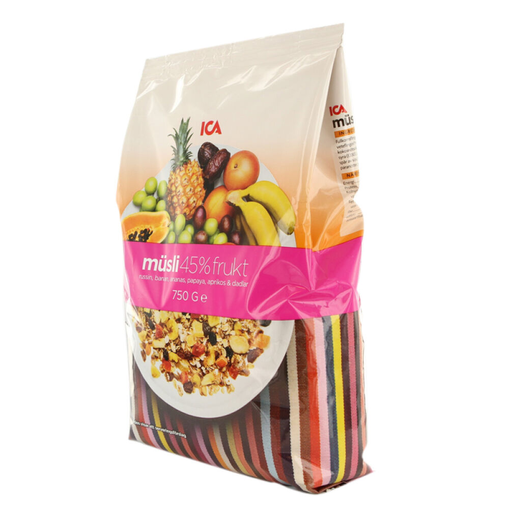 瑞典进口ICA水果坚果混合燕麦片冲饮即食低脂美味什锦营养早餐45%水果燕麦片750g