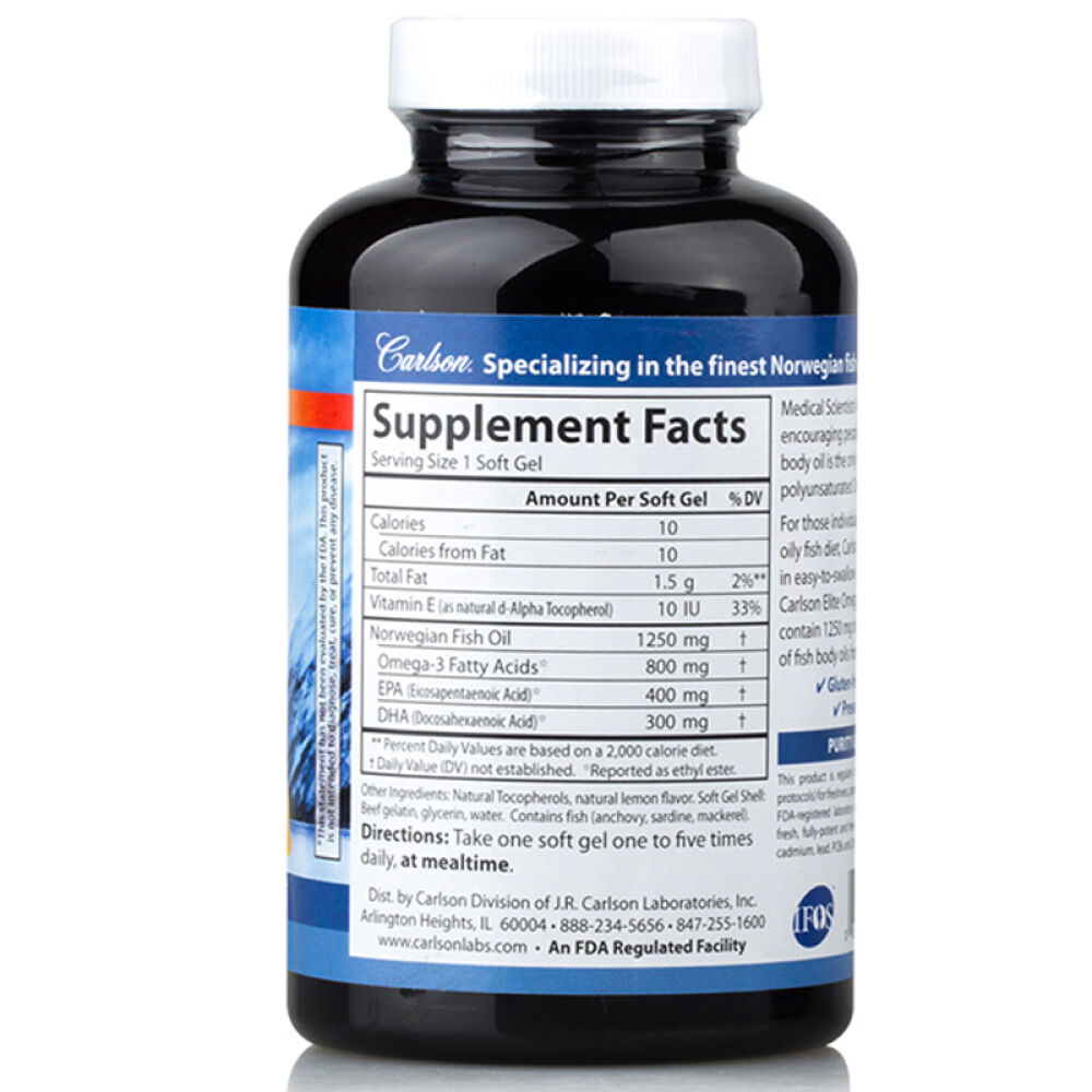 自营康一生（Carlson）欧米伽3挪威深海鱼油软胶囊(90粒+30粒)柠檬味120粒（美国进口）
