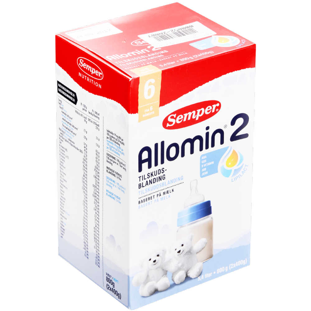 丹麦原装进口【森宝Semper】Allomin蓝色经典婴幼儿奶粉保税仓/二段2盒