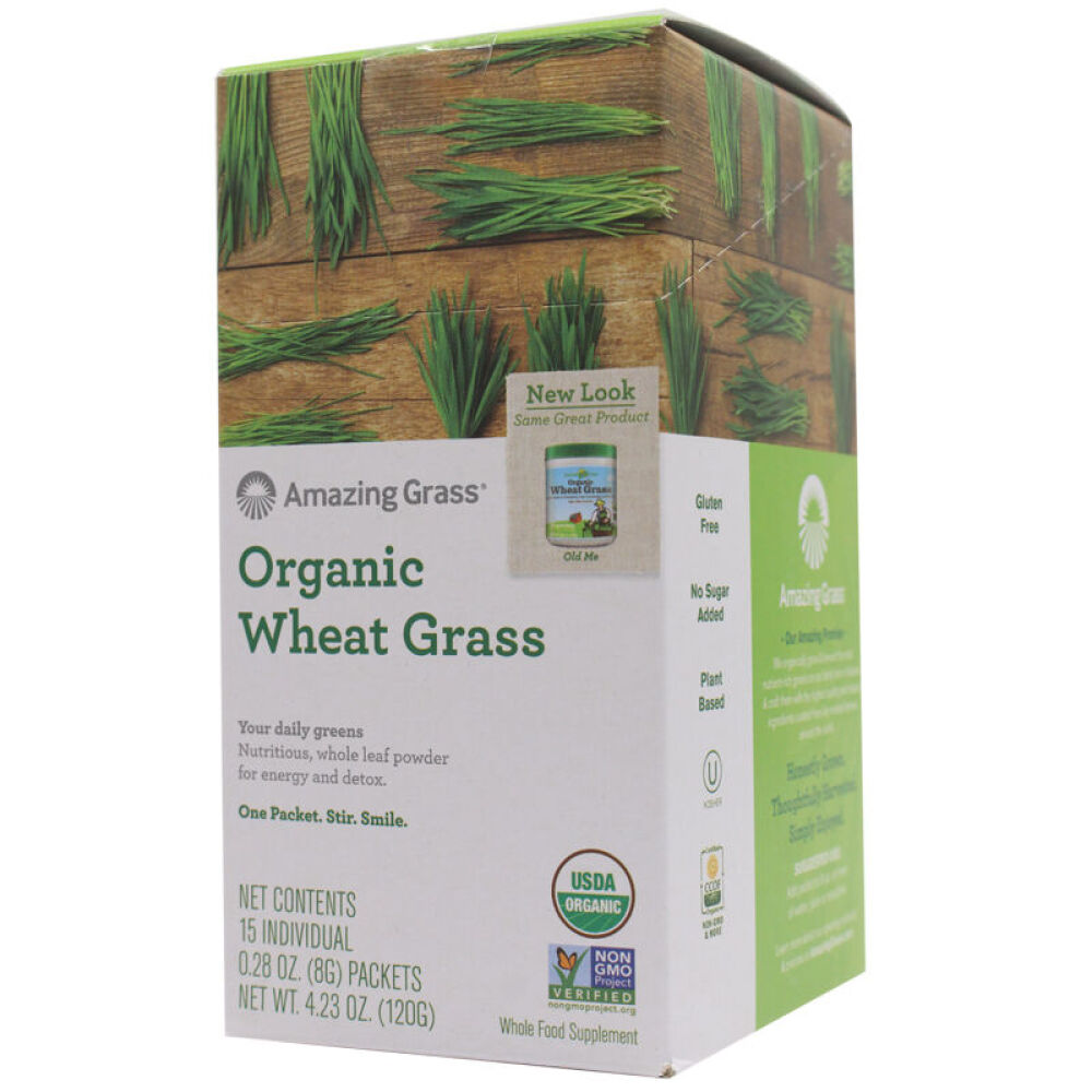 Amazinggrass小麦草粉麦苗粉大麦若叶绿素有机纤维素碱性排毒养颜减肥消肚腩15袋5盒