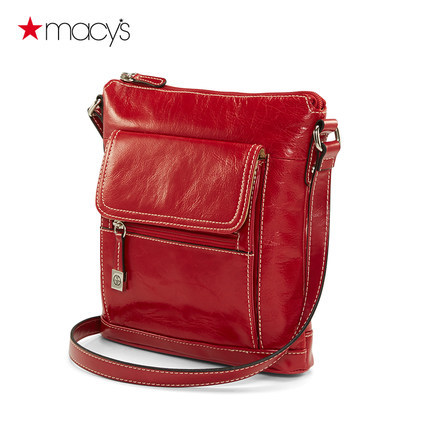 Macy's女士真皮斜挎包顶部拉链内外口袋Giani Bernini2612641380