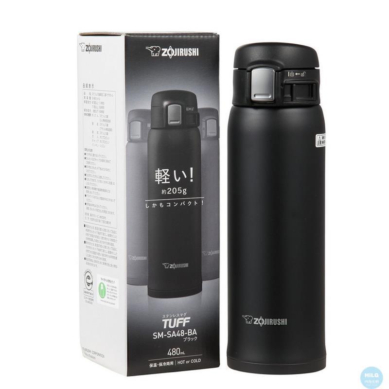 象印保温杯日本不锈钢杯子480ml容量女士男士水杯水壶保温瓶黑色SM-SA48-BA