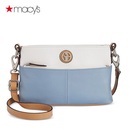 Macy's女士荔枝纹真皮斜挎包撞色单肩包Giani Bernini2612738180