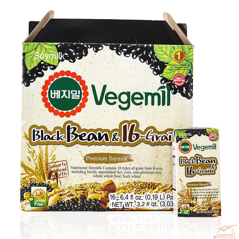 韩国进口黑豆调制豆乳-VEGEMIL倍吉美尔 黑豆16种谷物风味调制豆乳 190ml/盒 韩国进口黑豆调制豆乳-VEGEMIL倍吉美尔 黑豆16种谷物风味调制豆乳 190ml/盒