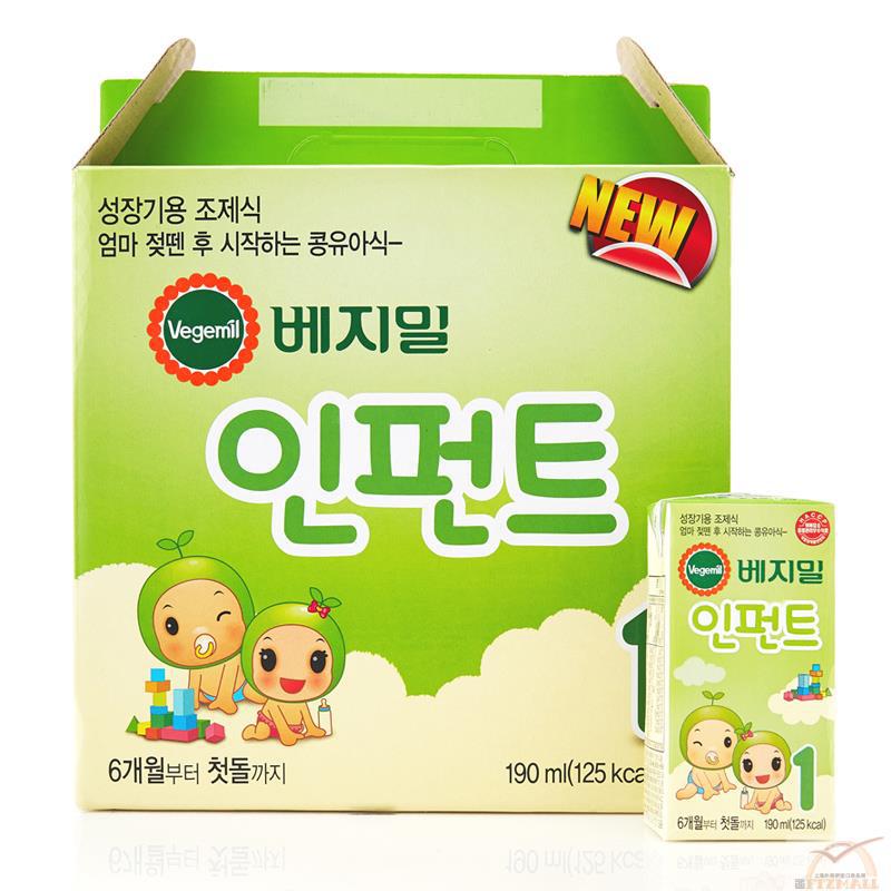 韩国进口婴幼儿配方食品-VEGEMIL倍吉美尔 大豆婴幼儿配方食品I(6-12个月) 190ml/盒 一箱起售 韩国进口婴幼儿配方食品-VEGEMIL倍吉美尔 大豆婴幼儿配方食品I(6-12个月) 190ml/盒 一箱起售