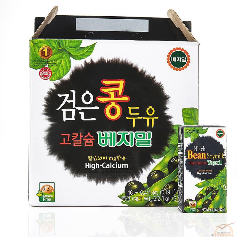 韩国进口高钙调制豆乳-VEGEMIL倍吉美尔 黑豆高钙调制豆乳 190ml/盒