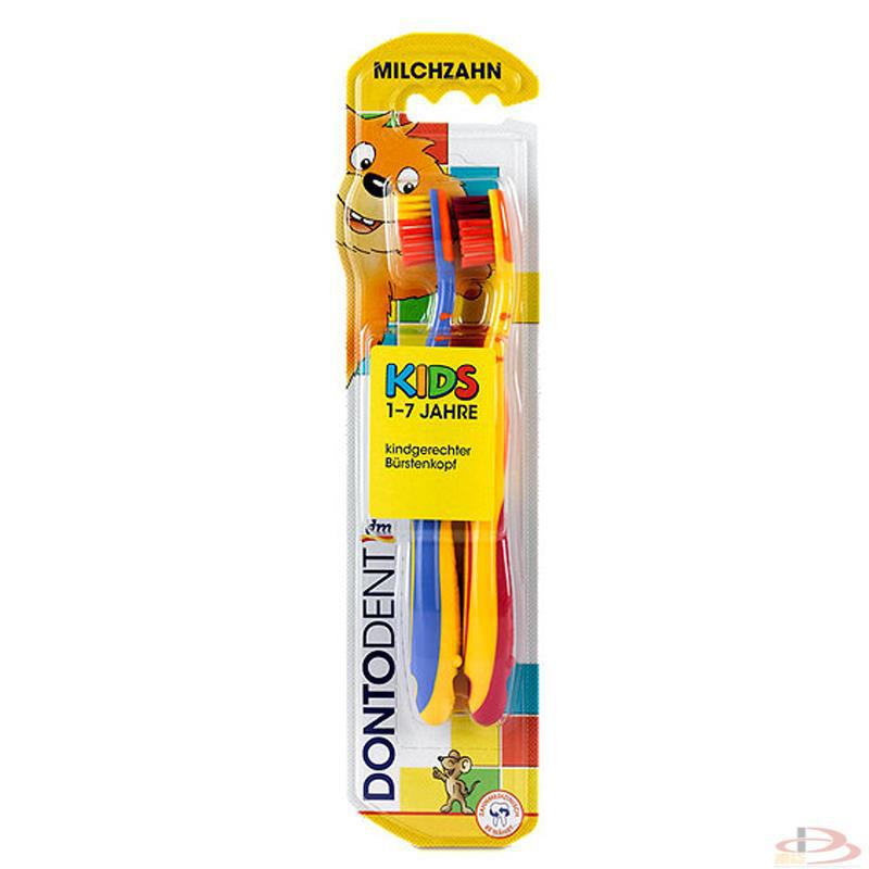 德国Dontodent软毛防滑手柄儿童牙刷3-6岁乳牙两支装 德国Dontodent软毛防滑手柄儿童牙刷3-6岁乳牙两支装